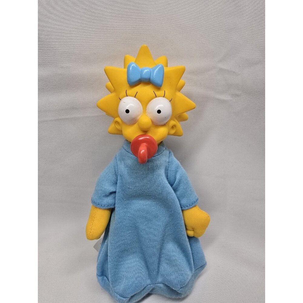 Vintage 1990 Maggie Simpson 7” Plush Doll Toy Burger King Collectible Vinyl Head